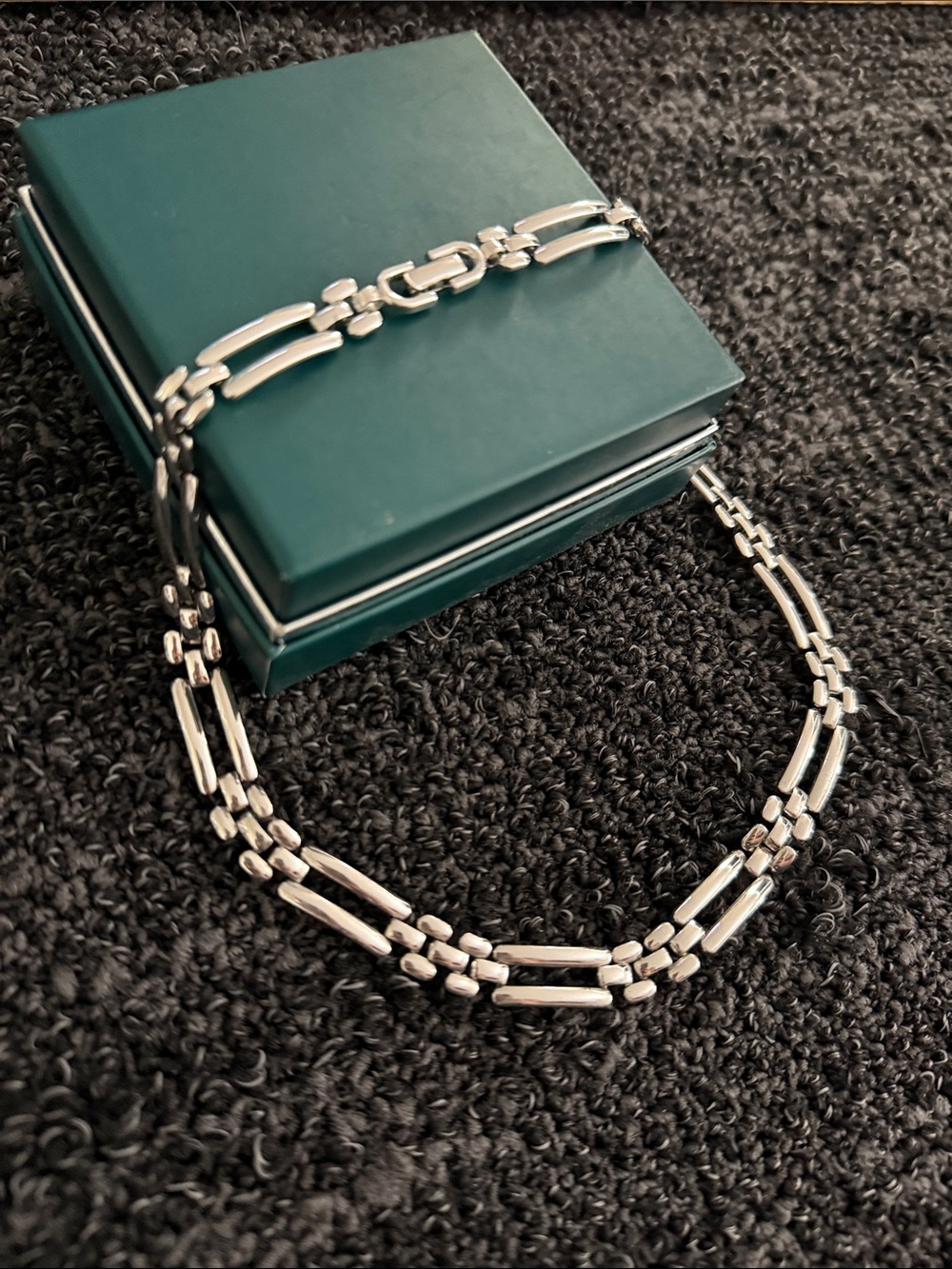 Monet Silver-Tone Linked Double Strand Necklace - Picture 3 of 5